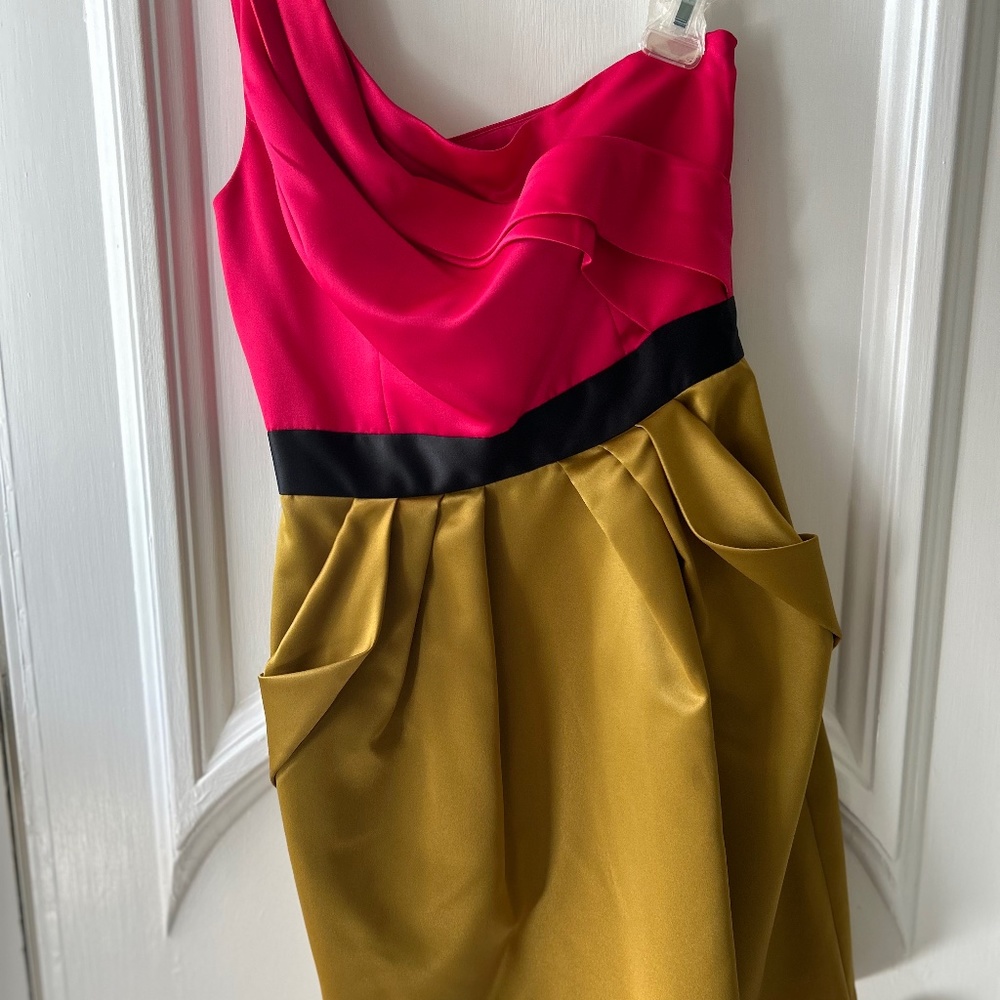 Cocktail dress by Max and Cleo, size 6 one shoulder with pockets